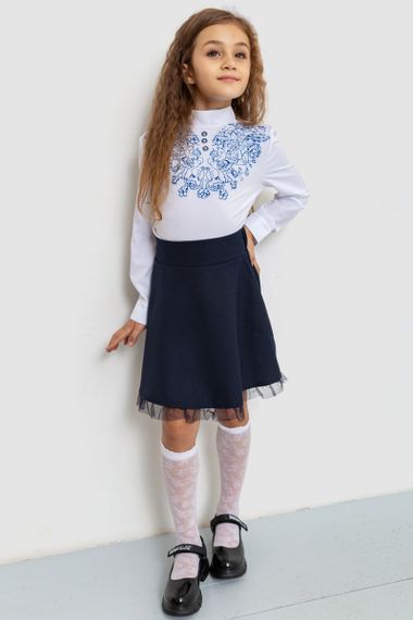 Блуза для дівчаток ошатна, колір біло-синій, 172R025 | Зображення 1