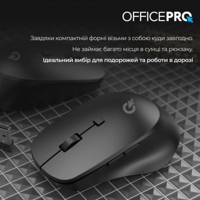 Мышка OfficePro M305B Silent Click Ergonomic Wireless Black (M305B) | Зображення 6