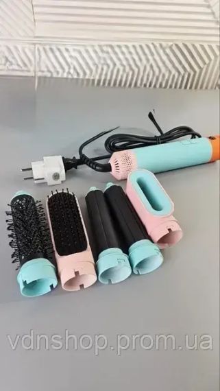 Професійний стайлер для волосся 5 в 1, керамічне покриття, іонізація повітря, багатофункціональний фен, випрямляч, об'ємний | Зображення 1