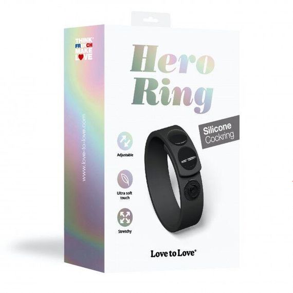 Регульоване ерекційне кільце на кнопках Love To Love HERO RING - BLACK ONYX | Зображення 6