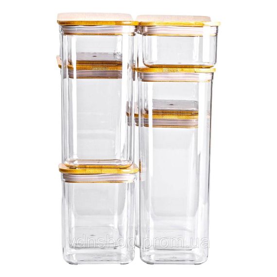 Набір банок для сипучих продуктів 8 штук ємності з бамбуковою кришкою HP-1303 | Зображення 2