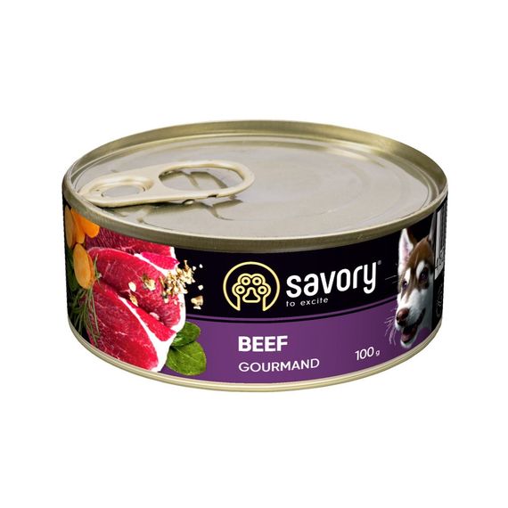 Корм вологий Savory Dog Gourmand Beef паштет для дорослих собак усіх порід з яловичиною 100 г