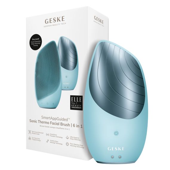 Електронна звукова термо щітка для обличчя GESKE Sonic Thermo Facial Brush 6в1 turquoise