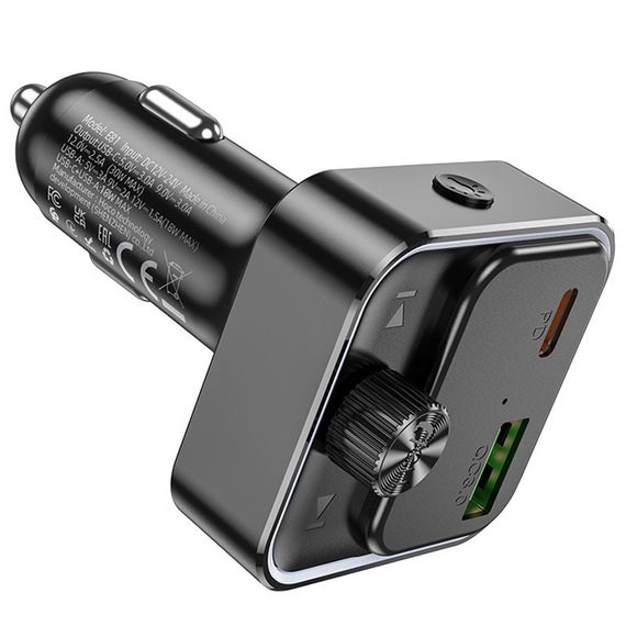 АЗП FM модулятор Hoco E81 Fantasy 30W (1USB-A/1C) Black | Зображення 4