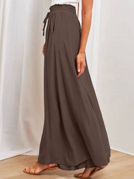 Женские легкие брюки-юбка широкие свободные FZ906 цвет коричневый размер 42/46 | Зображення 1