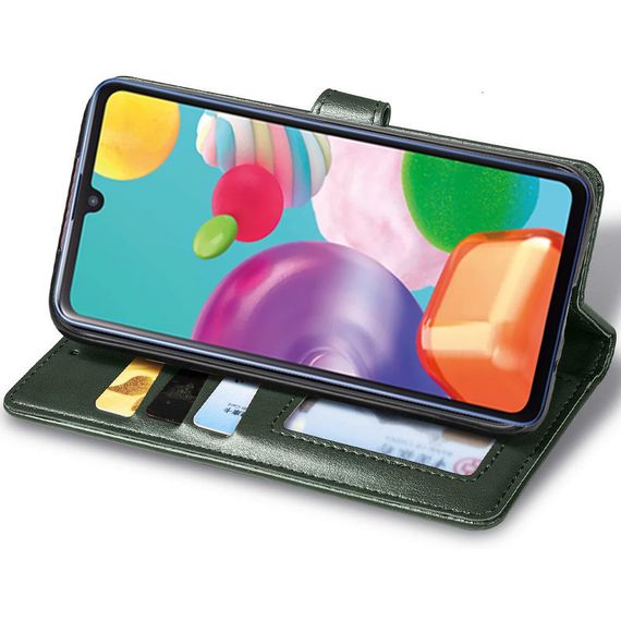 Кожаный чехол книжка GETMAN Gallant (PU) для Xiaomi Redmi A1+ / Poco C50 / A2+ Штучна шкіра, Слот для візитки, Зелений | Зображення 1