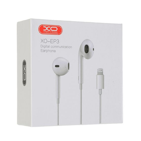 Гарнітура XO EP3 Lightning білого кольору з вбудованим мікрофоном для iPhone (MAW-40198_479)