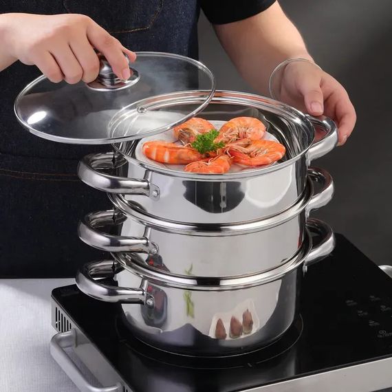 Пароварка-мантоварка Bohmann BH-3215 2.5 л 18 см срібляста