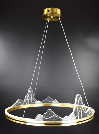 Люстра світлодіодна підвісна LED світильник для квартири на стелю лед 26895 Латунь 35-150х60х60 см. | Зображення 6