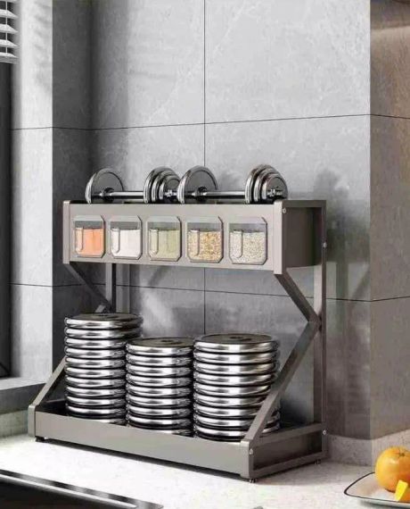 Органайзер для приправ Glaceon Spice Rack, двоярусна стійка для посуду + спецівниця, багатофункціональна сушарка посуду та спецій, містка полиця для спецій з кухонними шафами | Зображення 4