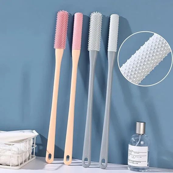 Щетка для мытья ног Foot washing brush 035 • Многофункциональная щетка для стоп и между пальцами с длинной ручкой 40 см для ванной | Зображення 1