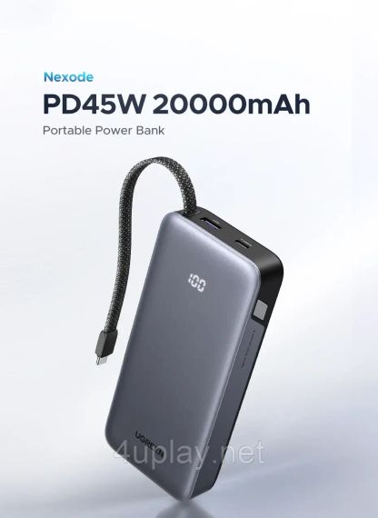 Повербанк UGREEN Nexode Power Bank 20000mAh 45W з вбудованим кабелем