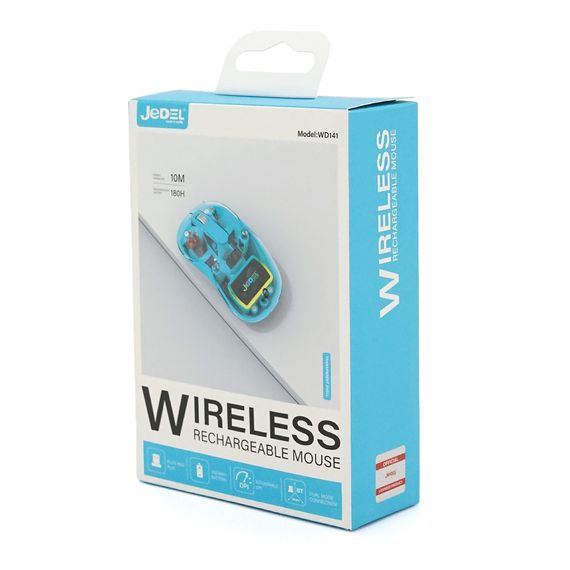 Миша бездротова JEDEL WD141T-Bl, 1200, 2.4 GHz+Bluetooth 5.0, 3.7V 300mAh, Type-C заряджання. 109x60x32 мм. 69 р. | Зображення 1