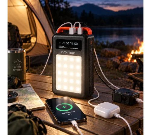 Power Bank Aroimac 69-88 100000 mAh черный • Внешний аккумулятор Aroimac 69-88 100000 mAh с LED-фонарем и цифровым индикатором | Зображення 3