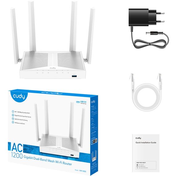 Маршрутизатор Cudy WR1300S, AC1200 Gigabit Wi-Fi Mesh Router with USB | Зображення 2