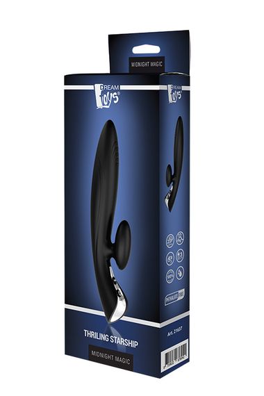 Вібромасажер кролик MIDNIGHT MAGIC THRILLING STARSHIP, Черный, Розмір посилки : 10,00 х 27,00 х 4,50 | Зображення 1
