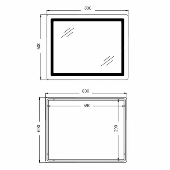 Дзеркало Qtap Cardinal (CA2) 800х600 з LED-підсвіткою Touch, з антизапотіванням, з димером, темп. кольору (3000-6500K) Reverse | Зображення 1