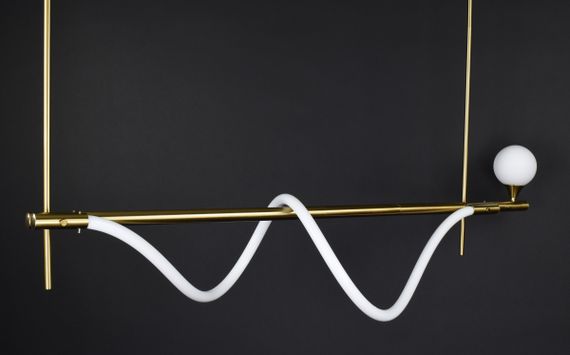 Люстра світлодіодна стельова LED світильник для квартири на стелю лед 27149 Латунь 40-122х30х120 см. | Зображення 7