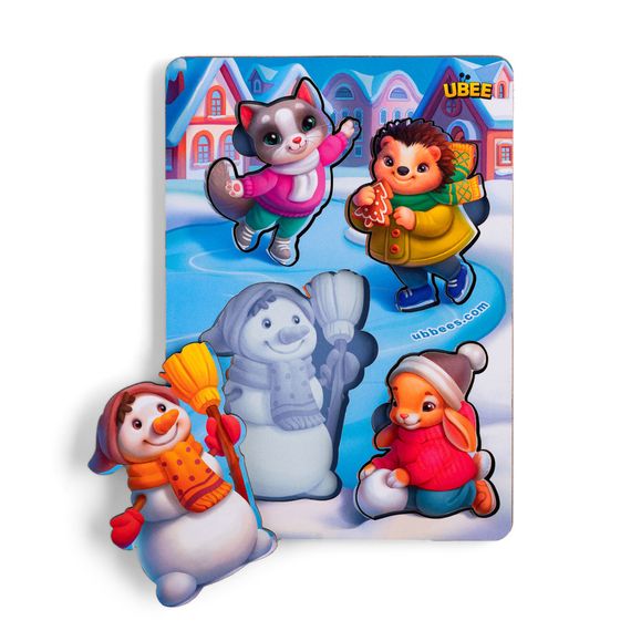 Развивающий пазл-вкладыш "Новогодний-3" (ПСД225) PSD225 с фоном