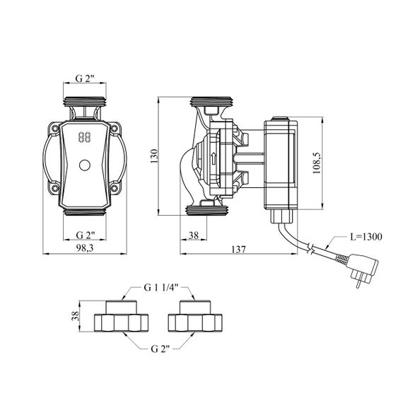 Насос циркуляційний Pumpman GRC32/7/130 Нmax 7м Qmax 3,6куб.м P 52 Вт | Зображення 1