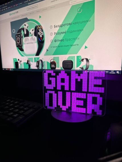 Світильник настільний RGB 3D + пульт (Game Over) Lux | Зображення 8