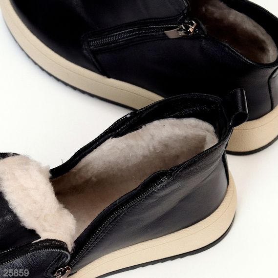 Лаконичные черные кожаные зимние ботинки на две молнии | Зображення 8