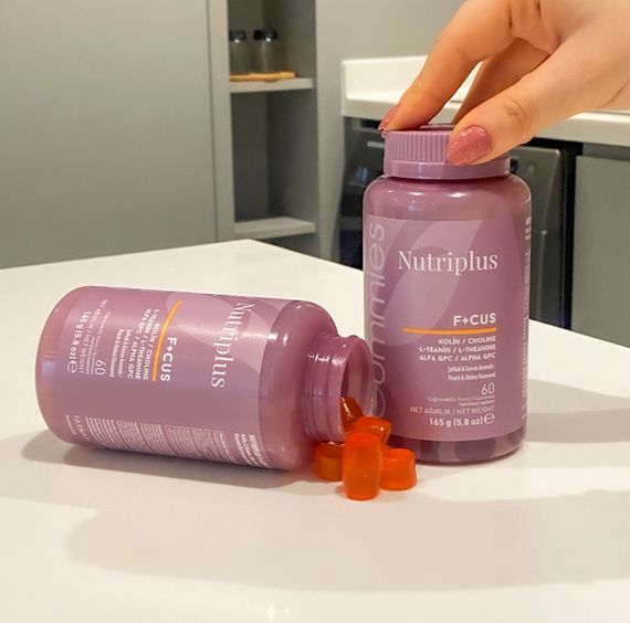 Дієтична добавка для поліпшення роботи мозку “Желейні вітаміни F+CUS Nutriplus” Farmasi 60 штук | Зображення 3