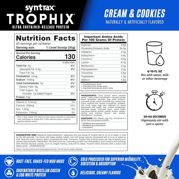 Протеїн Syntrax Trophix 2.2 kg (Cream &amp; Cookies) | Зображення 1