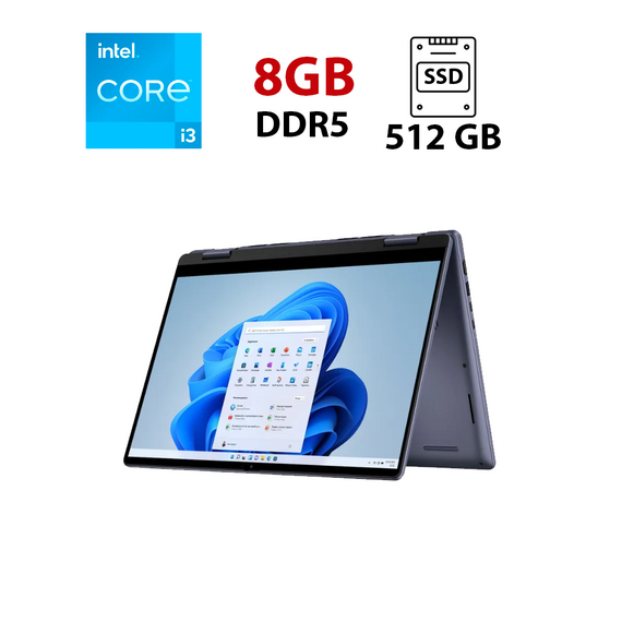 Ноутбук Dell Inspiron 7440 2in1 / 14" (1920x1080) IPS Touch / Intel Core 3 100U (2 (4) ядра по 1.2 - 4.7 GHz) / 8 GB DDR5 / 512 GB SSD / Intel Graphics Xe / WebCam б/у