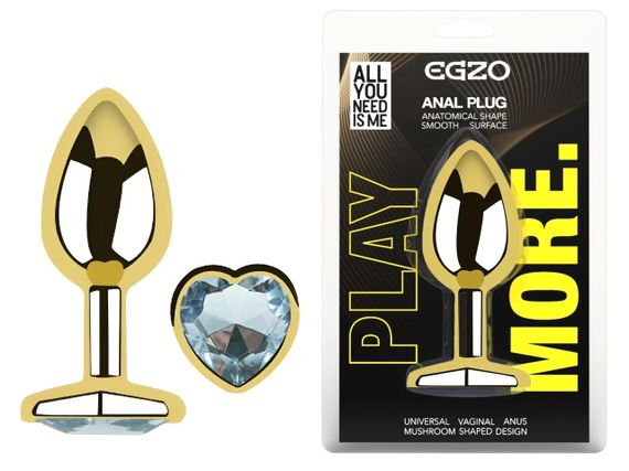 Анальна пробка Egzo Gold Heart з кристалом, золота нержавіюча сталь, розмір M Sex Aura | Зображення 4