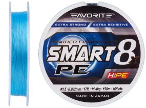 Шнур Favorite Smart PE 8x 150м (sky blue) #1.5/0.202 mm 17lb/11.4 kg
