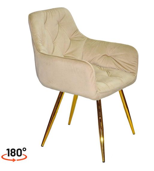 Крісло поворотне Sara GD (swivel chair 180°) на золотих металевих ногах, оббивка велюр | Зображення 8