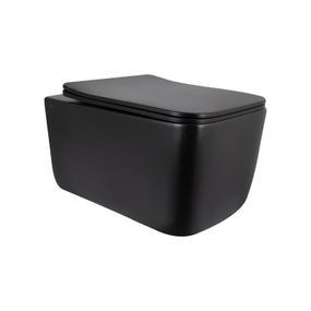 Унитаз подвесной Qtap Gemini Ultra Quiet 485×340×350 мм, Matt Black, с сиденьем Slim Duroplast / Soft-close / Quick Release