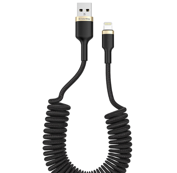 Кабель USB Lightning ColorWay CW-CBUL051-BK 2,4A 0,35-1,5м чорний | Зображення 1