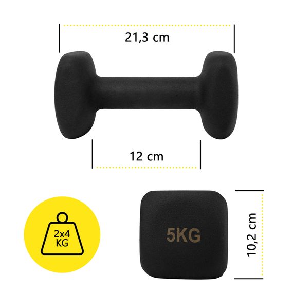 Гантелі вінілові Cornix Square 2 x 5 кг XR-0410 Black | Зображення 5