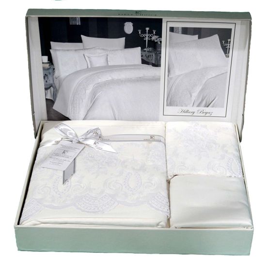 Комплект постільної білизни First Choice Vip Satin Moonlight 200x220 см Hilary White | Зображення 1