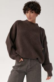 В'язана тепла однотонна кофта - коричневий цвет, ONE SIZE (є розміри)