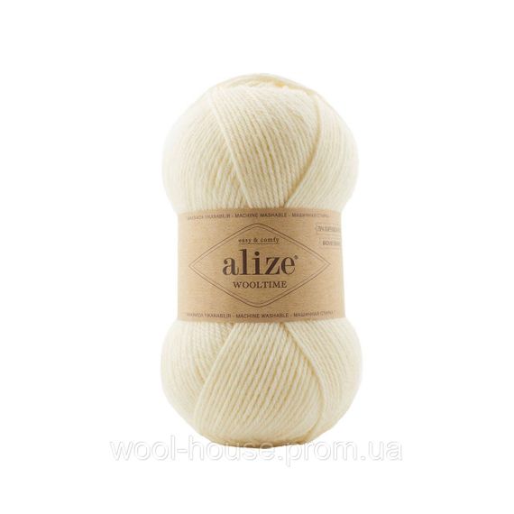 Шкарпеткова пряжа Alize Wooltime, кремовий 01