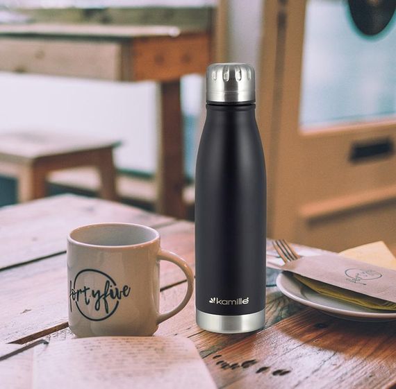 Термос-пляшка Kamille Bottle 500мл чорний | Зображення 4
