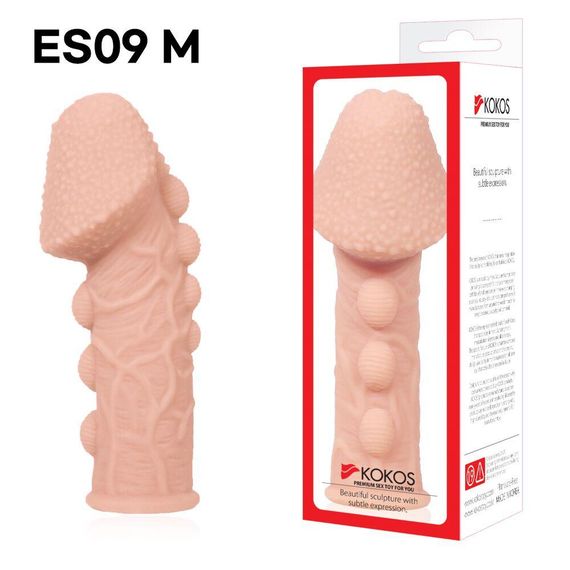 Насадка на член Kokos Extreme Sleeve ES.09 размер M, утолщающая, стимулирующий рельеф, Телесный | Зображення 2