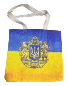 Экосумка шоппер 4Profi " Герб козак та лів фон прапор" двунитка (хлопок) белая
