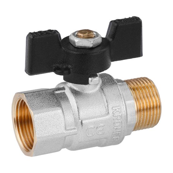 Кран кульовий Kroner 3/4" ВЗ PN40 метелик, нікельований (CV033210) | Зображення 2