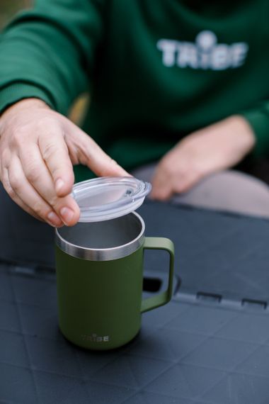 Чашка-термос Tribe Adventure Mug 450 мл, Термокружка трайб для походу, відпочинку та риболовлі, Оливковий | Зображення 8