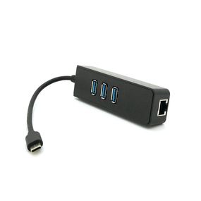 Type-C-хаб, 3хUSB 3.0 + 1 Gigabit Lan, Black