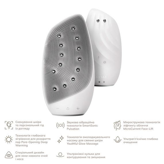 Очищувальна щітка для обличчя GESKE Sonic Thermo Facial Brush&Face-Lifter 8в1 white, Білий | Зображення 1