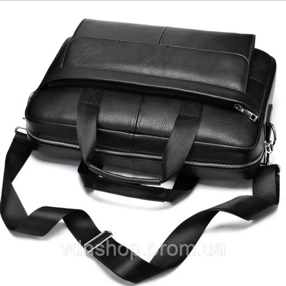 Мужская кожаная сумка для ноутбука и документов 39х28х8, портфель для города Tiding Bag RD-23134 черный | Зображення 6