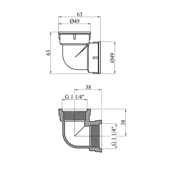 Угольник усиленный LexLine 1 1/4" ВВ латунный УК0123-В | Зображення 1