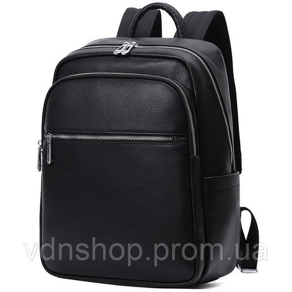 Чоловічий шкіряний рюкзак для поїздок та прогулянок 30х40х17, сумка на спину в офіс Tiding Bag 75362 чорна