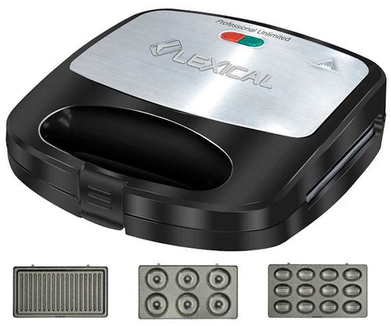 Электрический гриль-мультимейкер 3в1 сэндвичи/орешки/пончики Lexical LWM-2532 серебристо-черный 800W (LWM-2532_883) | Зображення 2