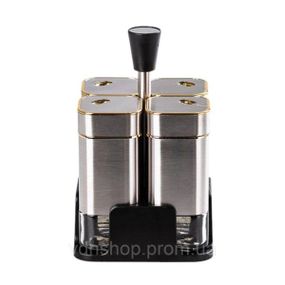 Набор емкостей для специй 4 шт на подставке 120 мл Хром HP-1318